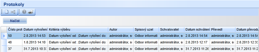 Schválený návrh obsahuje dokumenty a spisy, nebo archivní krabice (Archivní krabice určené k převodu do spisovny nelze vložit na návrh protokolu, kde jsou dokumenty nebo spisy a naopak, dokumenty