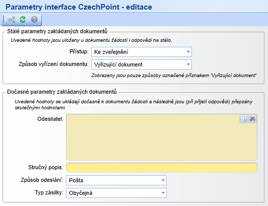 9.5.5 Externí aplikace 9.5.5.1 Interface CzechPoint Interface je přístupný jak v režimu prohlížeče, tak v režimu Out of Browser. Interface slouží pro automatickou komunikaci bez zásahu uživatele.
