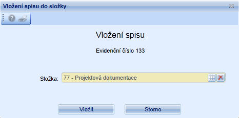 Evidenční číslo spisu. v případě nastavení čárových kódů, se zde zobrazuje identifikátor čárového kódu.