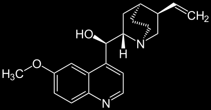 Léčba a profylaxe CHININ Alkaloid z chinovníku lékařského (kůra 4-5%) Jedno z nejstarších používaných antimalarik (od r.