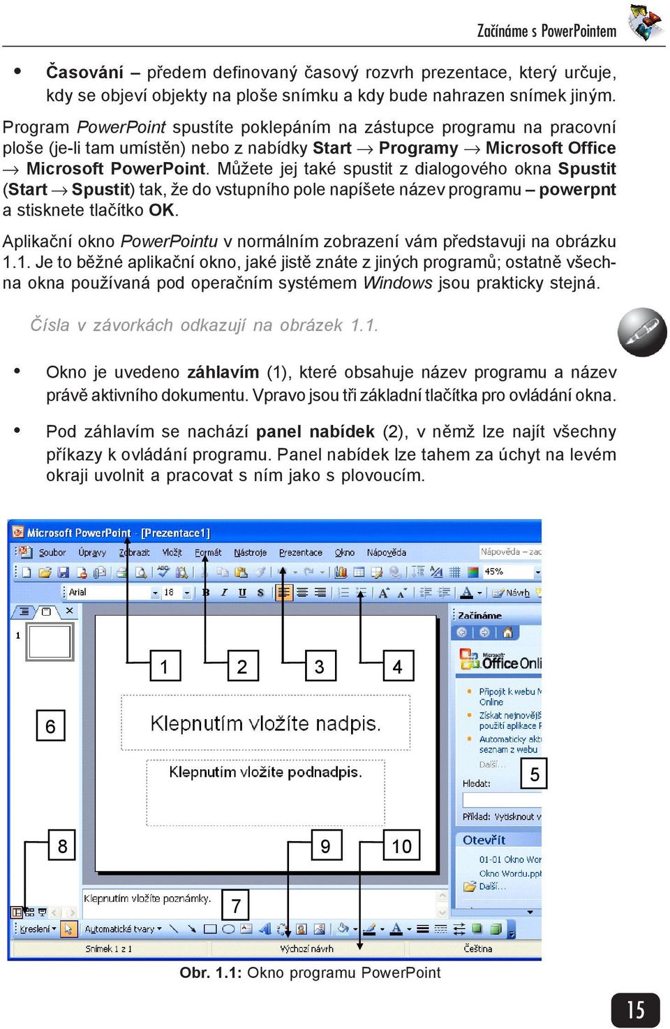 Můžete jej také spustit z dialogového okna Spustit (Start Spustit) tak, že do vstupního pole napíšete název programu powerpnt a stisknete tlačítko OK.