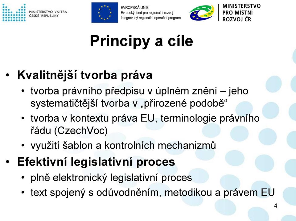 právního řádu (CzechVoc) využití šablon a kontrolních mechanizmů Efektivní legislativní