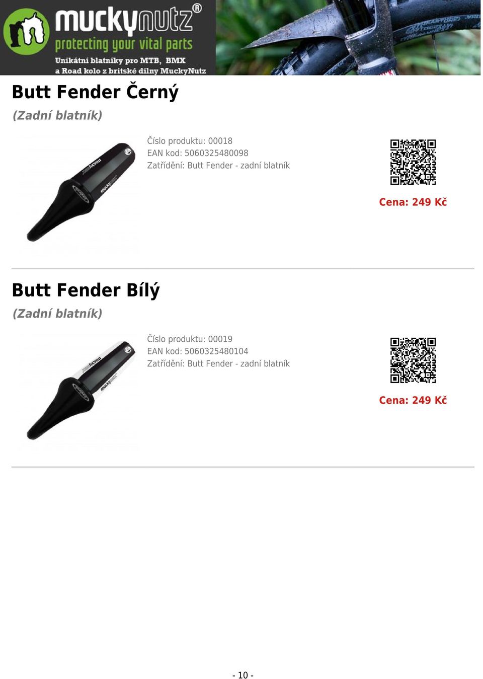 249 Kč Butt Fender Bílý Číslo produktu: 00019 EAN kod: