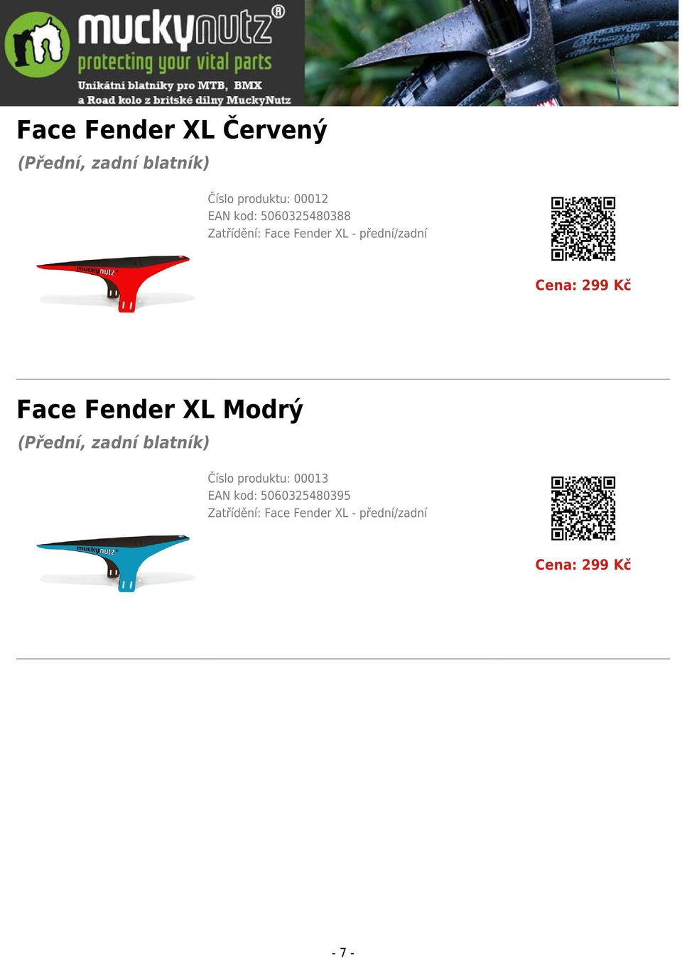 Face Fender XL Modrý (Přední, zadní blatník) Číslo produktu: 00013 EAN