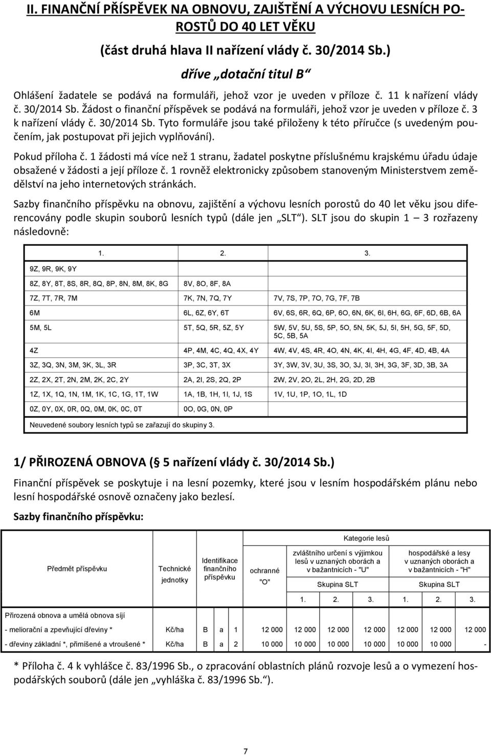 Žádost o finanční příspěvek se podává na formuláři, jehož vzor je uveden v příloze č. 3 k nařízení vlády č. 30/2014 Sb.