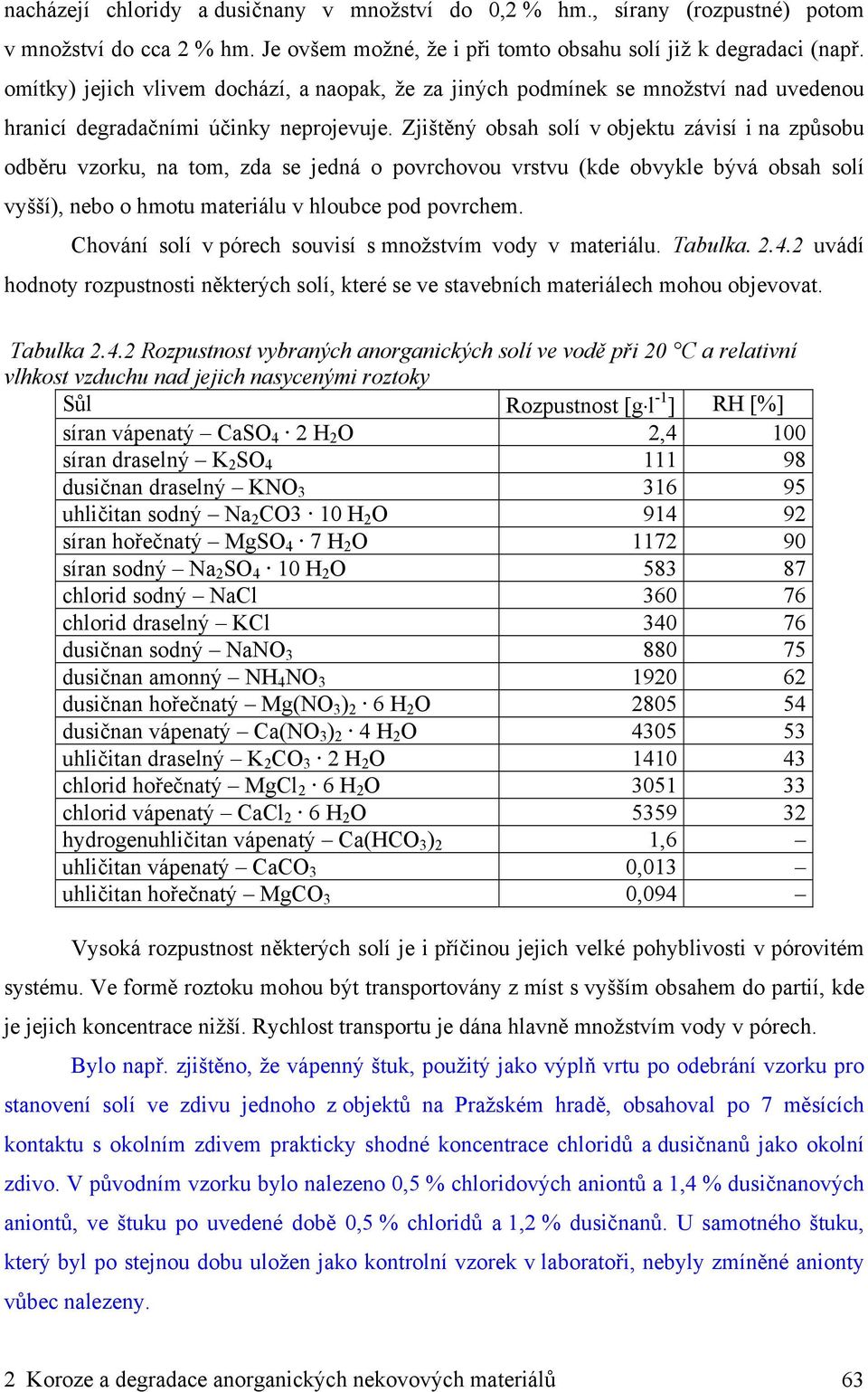 Zjištěný obsah solí v objektu závisí i na způsobu odběru vzorku, na tom, zda se jedná o povrchovou vrstvu (kde obvykle bývá obsah solí vyšší), nebo o hmotu materiálu v hloubce pod povrchem.