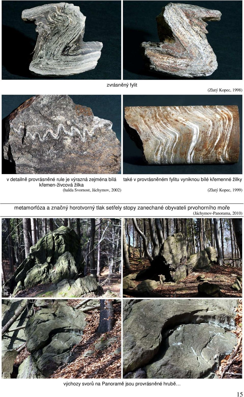 Jáchymov, 2002) (Zlatý Kopec, 1999) metamorfóza a značný horotvorný tlak setřely stopy