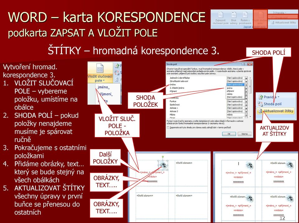 Pokračujeme s ostatními položkami 4. Přidáme obrázky, text který se bude stejný na všech obálkách 5.