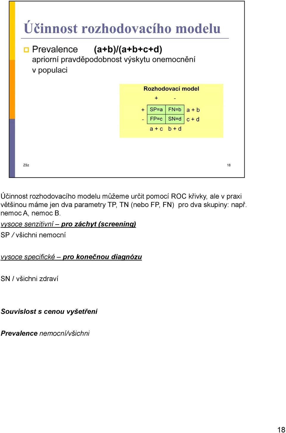 vysoce senzitivní pro záchyt (screening) SP / všichni nemocní vysoce specifické pro