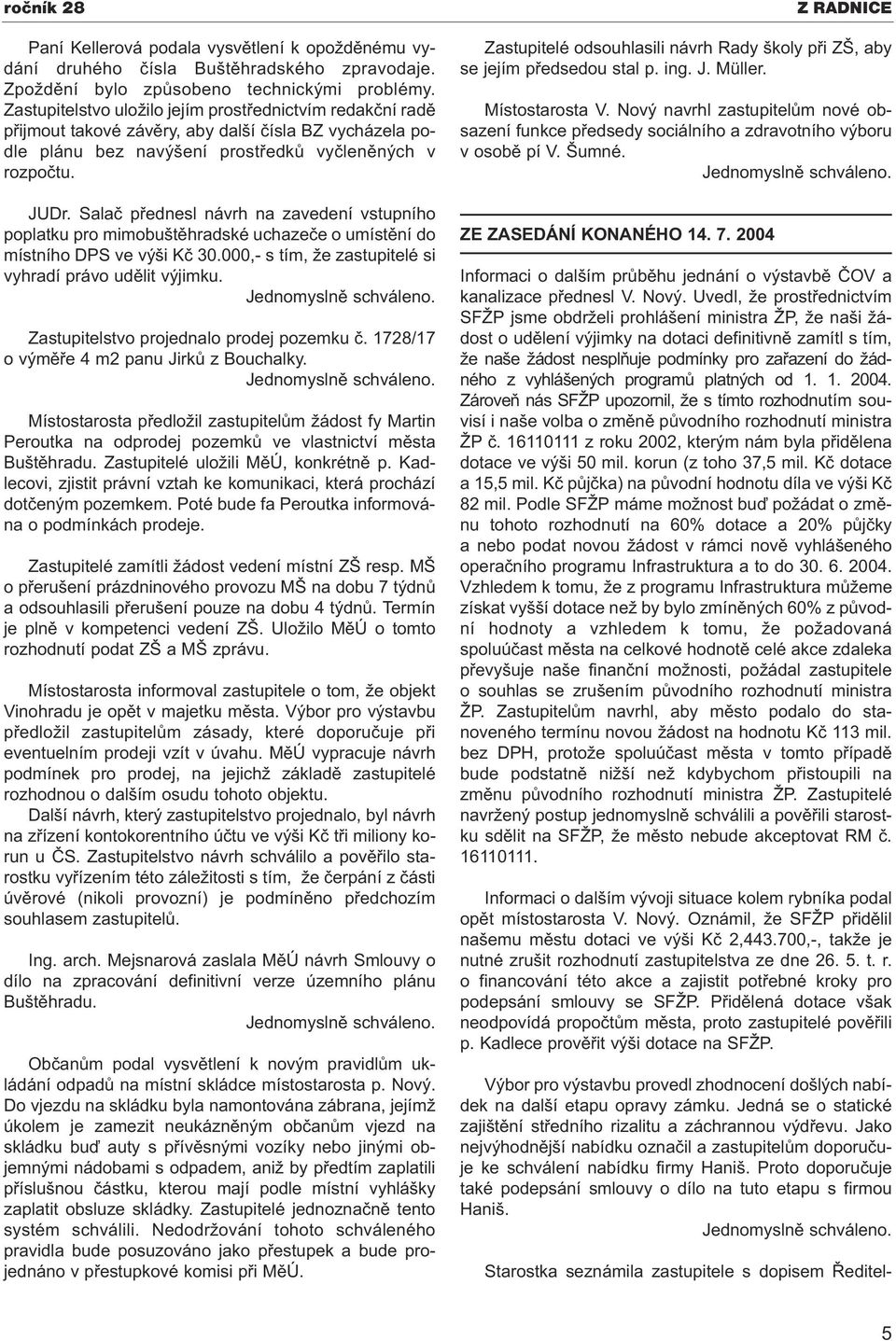 Salač přednesl návrh na zavedení vstupního poplatku pro mimobuštěhradské uchazeče o umístění do místního DPS ve výši Kč 30.000,- s tím, že zastupitelé si vyhradí právo udělit výjimku.