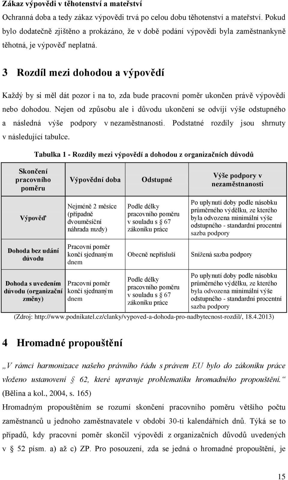 3 Rozdíl mezi dohodou a výpovědí Každý by si měl dát pozor i na to, zda bude pracovní poměr ukončen právě výpovědí nebo dohodou.