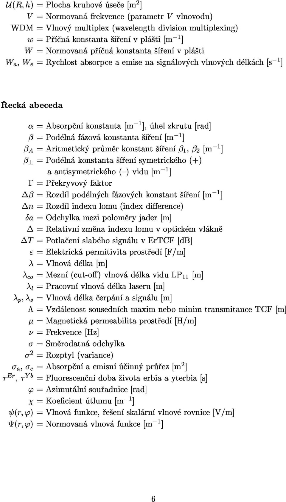 konstanta en [m 1] =Rozd lpod ln chf zov chkonstant en [m 1] n=rozd lindexulomu(indexdierence) =P ekryvov faktor aantisymetrick ho({)vidu[m 1] T=Potla en slab hosign luvertcf[db] a=odchylkamezipolom