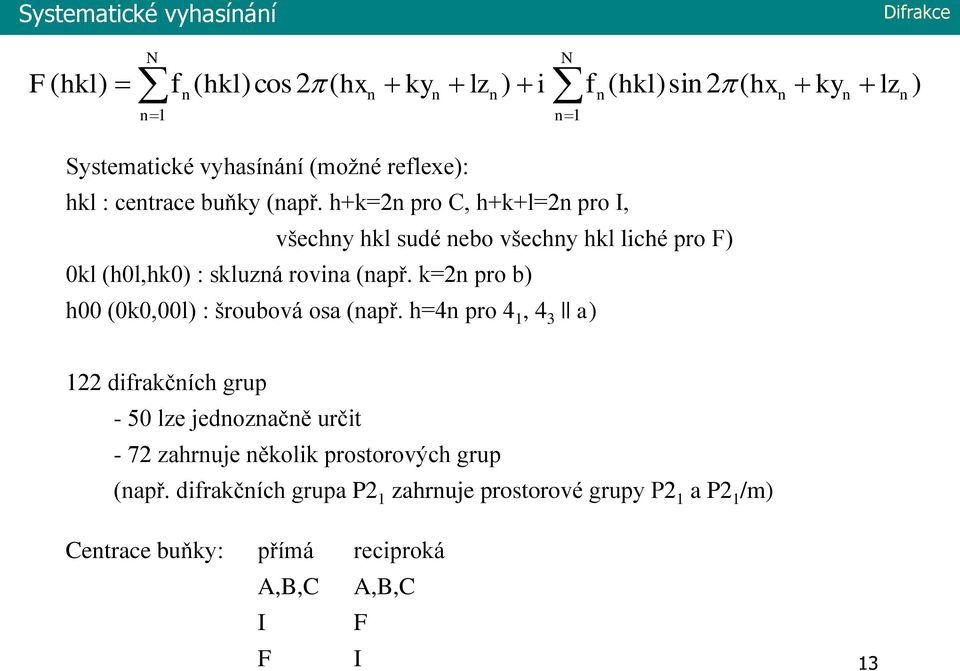 k= pro b) h (k,l) : šroubová osa (apř.