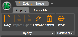 6. Panely nástrojů Nástrojová lišta obsahuje ikony, tlačítka, nabídky, vstupní pole atd., které slouží uživateli ke komunikaci s programem v rámci grafického prostředí. 6.