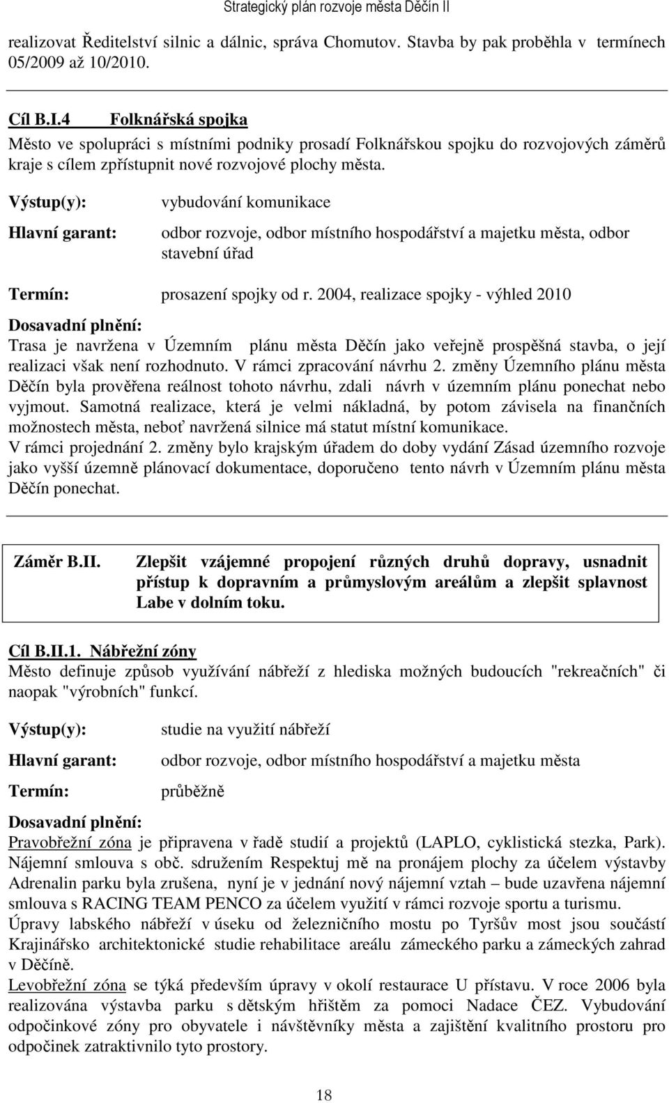 vybudování komunikace odbor rozvoje, odbor místního hospodářství a majetku města, odbor stavební úřad prosazení spojky od r.