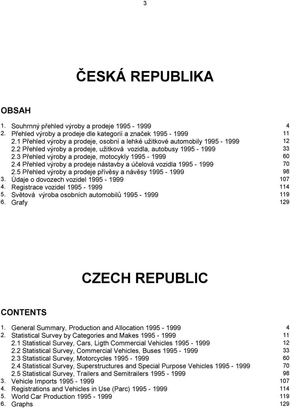 3 Přehled výroby a prodeje, motocykly 1995-1999 60 2.4 Přehled výroby a prodeje nástavby a účelová vozidla 1995-1999 70 2.5 Přehled výroby a prodeje přívěsy a návěsy 1995-1999 98 3.