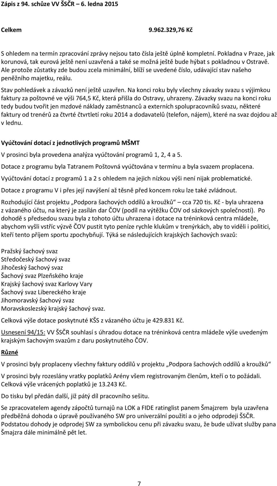 Ale protože zůstatky zde budou zcela minimální, blíží se uvedené číslo, udávající stav našeho peněžního majetku, reálu. Stav pohledávek a závazků není ještě uzavřen.