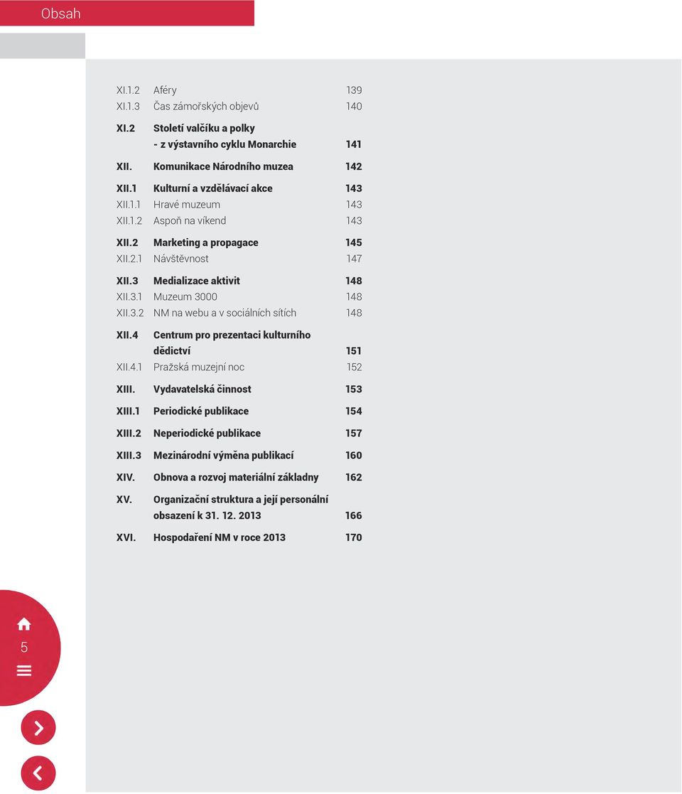 3.2 NM na webu a v sociálních sítích 148 XII.4 Centrum pro prezentaci kulturního dědictví 151 XII.4.1 Pražská muzejní noc 152 XIII. Vydavatelská činnost 153 XIII.1 Periodické publikace 154 XIII.