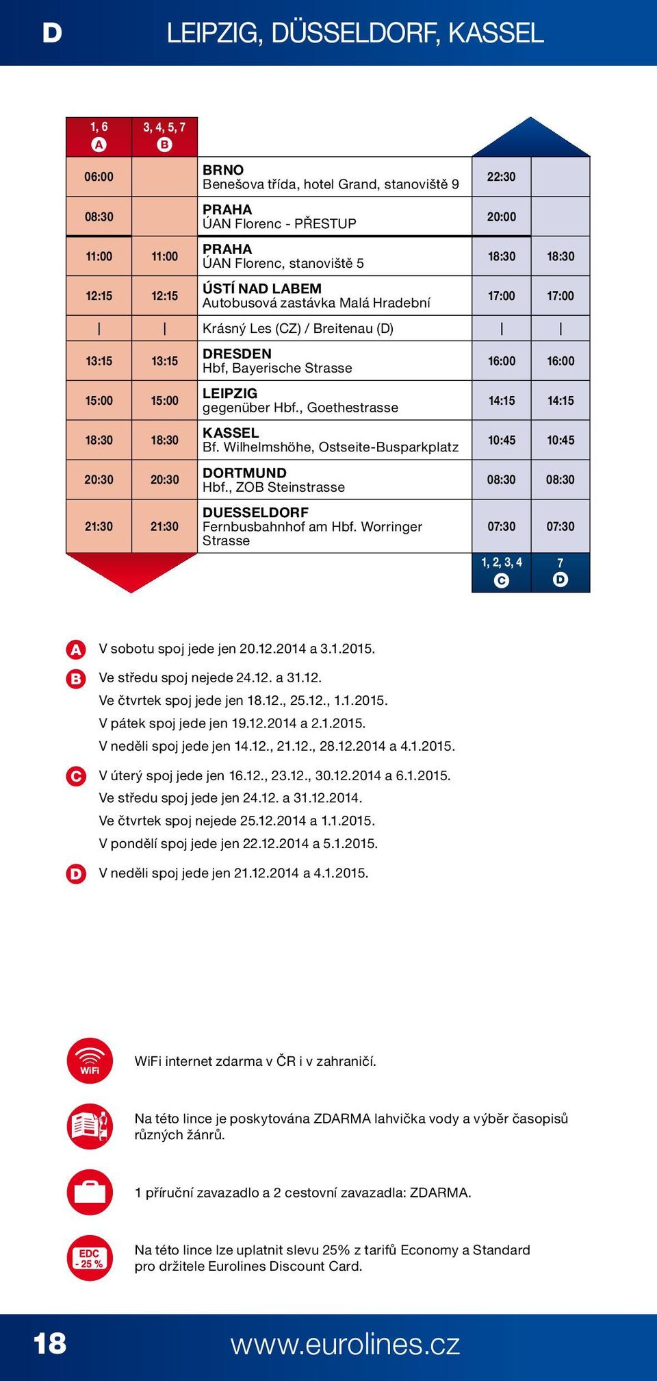 LEIPZIG gegenüber Hbf., Goethestrasse KASSEL Bf. Wilhelmshöhe, Ostseite-Busparkplatz DORTMUND Hbf., ZOB Steinstrasse DUESSELDORF Fernbusbahnhof am Hbf.