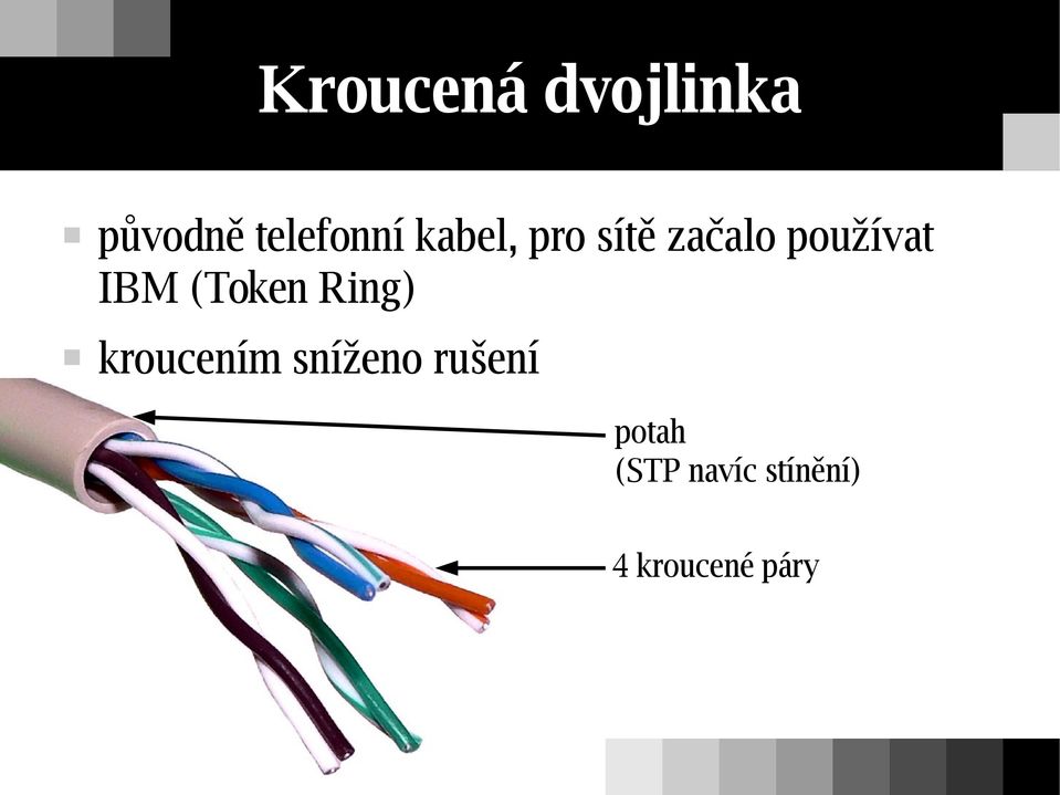 (Token Ring) kroucením sníženo rušení