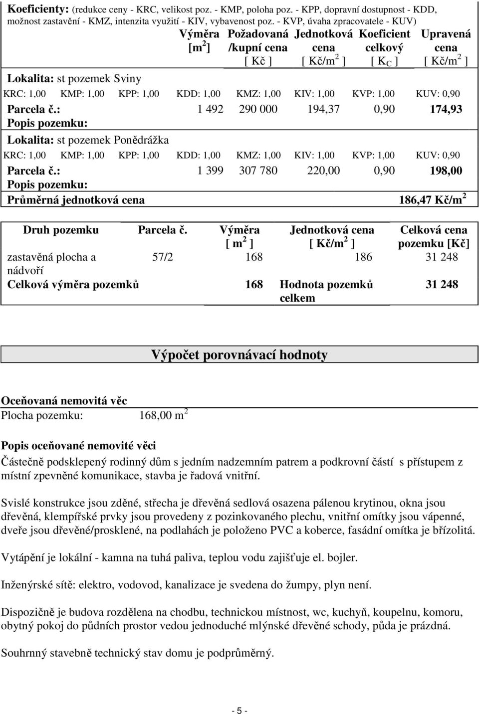 1,00 KPP: 1,00 KDD: 1,00 KMZ: 1,00 KIV: 1,00 KVP: 1,00 KUV: 0,90 Parcela č.