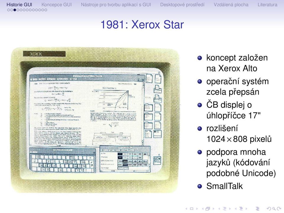 Xerox Alto operac ní systém zcela pr epsán C B displej o úhlopr íc ce 17"