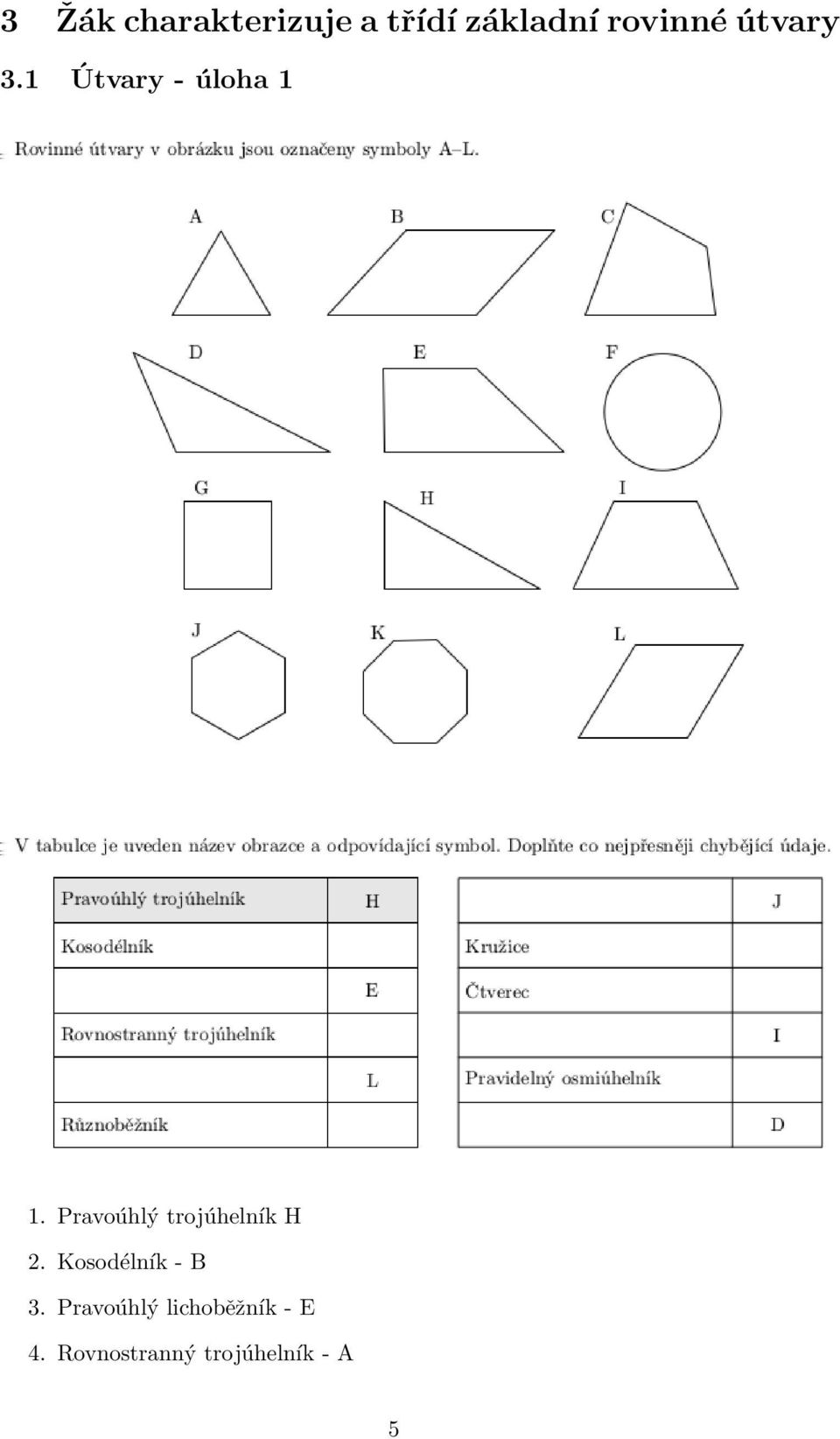 Pravoúhlý trojúhelník H 2. Kosodélník - B 3.