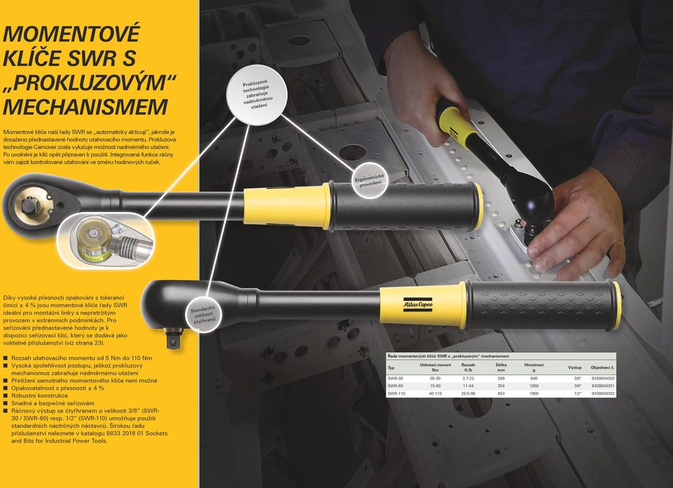 hodinových ruček Ergonomické provedení Díky vysoké přesnosti opakování s tolerancí činící ± 4 % jsou momentové klíče řady R ideální pro montážní linky s nepřetržitým provozem v extrémních podmínkách