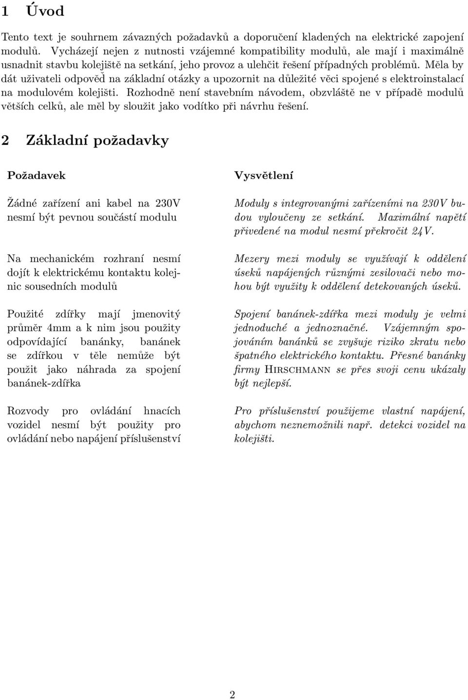 Měla by dát uživateli odpověď na základní otázky a upozornit na důležité věci spojené s elektroinstalací na modulovém kolejišti.