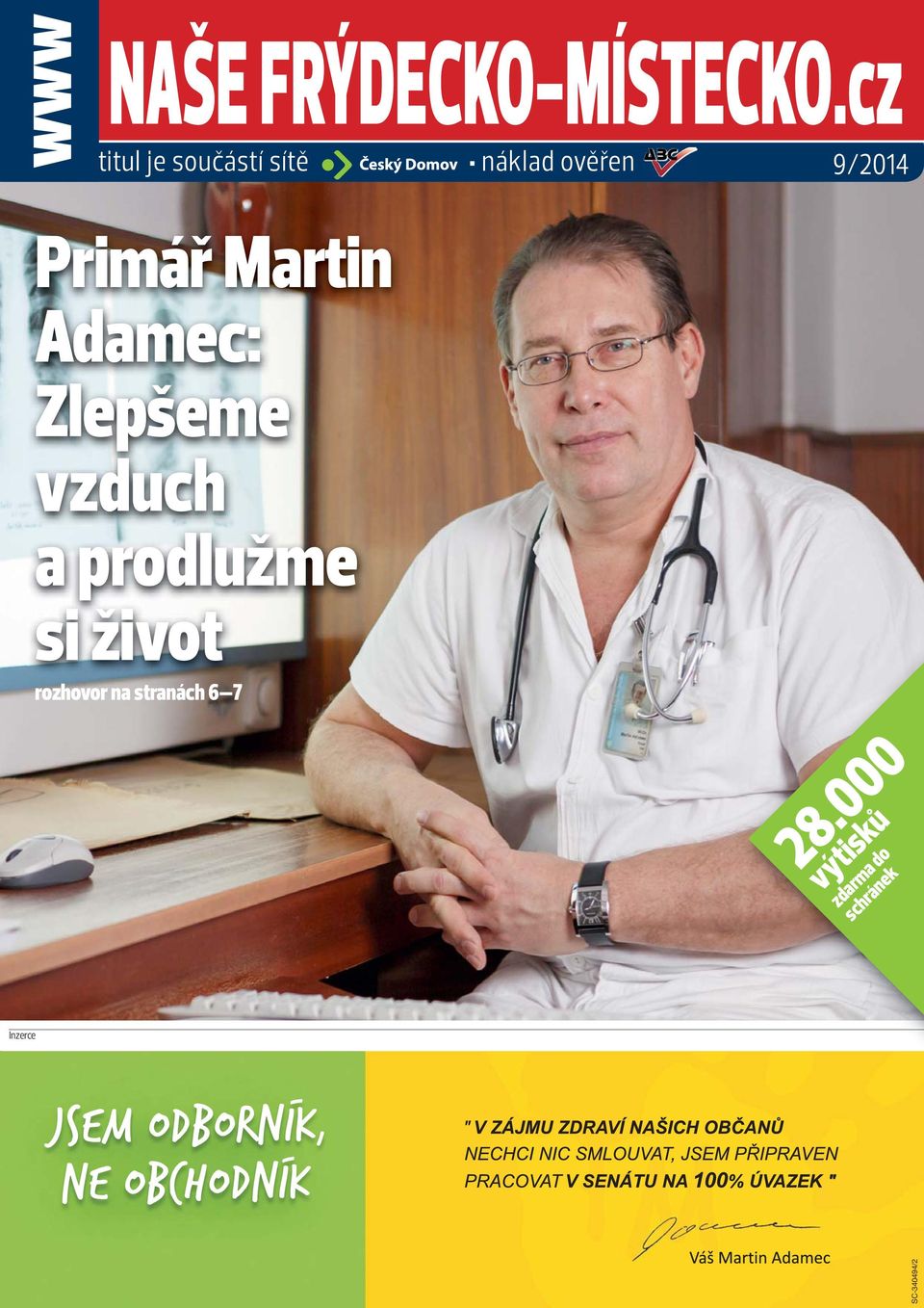 Primář Martin Adamec: Zlepšeme vzduch a prodlužme