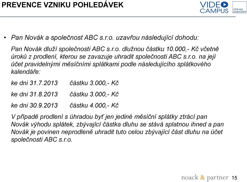 7.2013 ke dni 31.8.2013 ke dni 30.9.2013 částku 3.000,- Kč částku 3.000,- Kč částku 4.