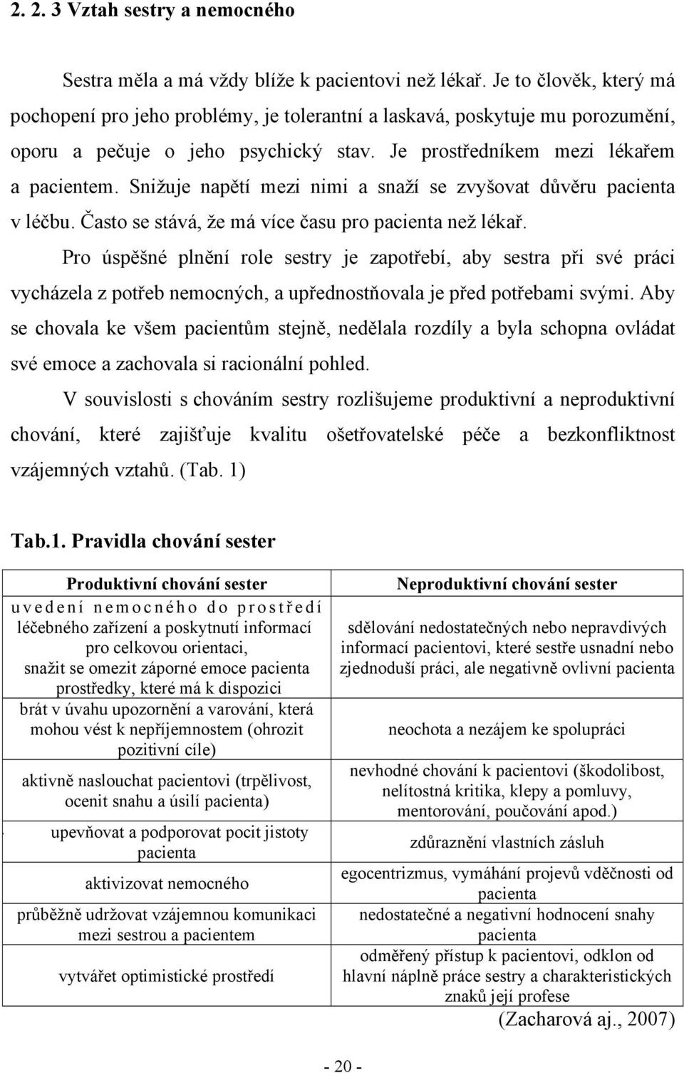 Snižuje napětí mezi nimi a snaží se zvyšovat důvěru pacienta v léčbu. Často se stává, že má více času pro pacienta než lékař.