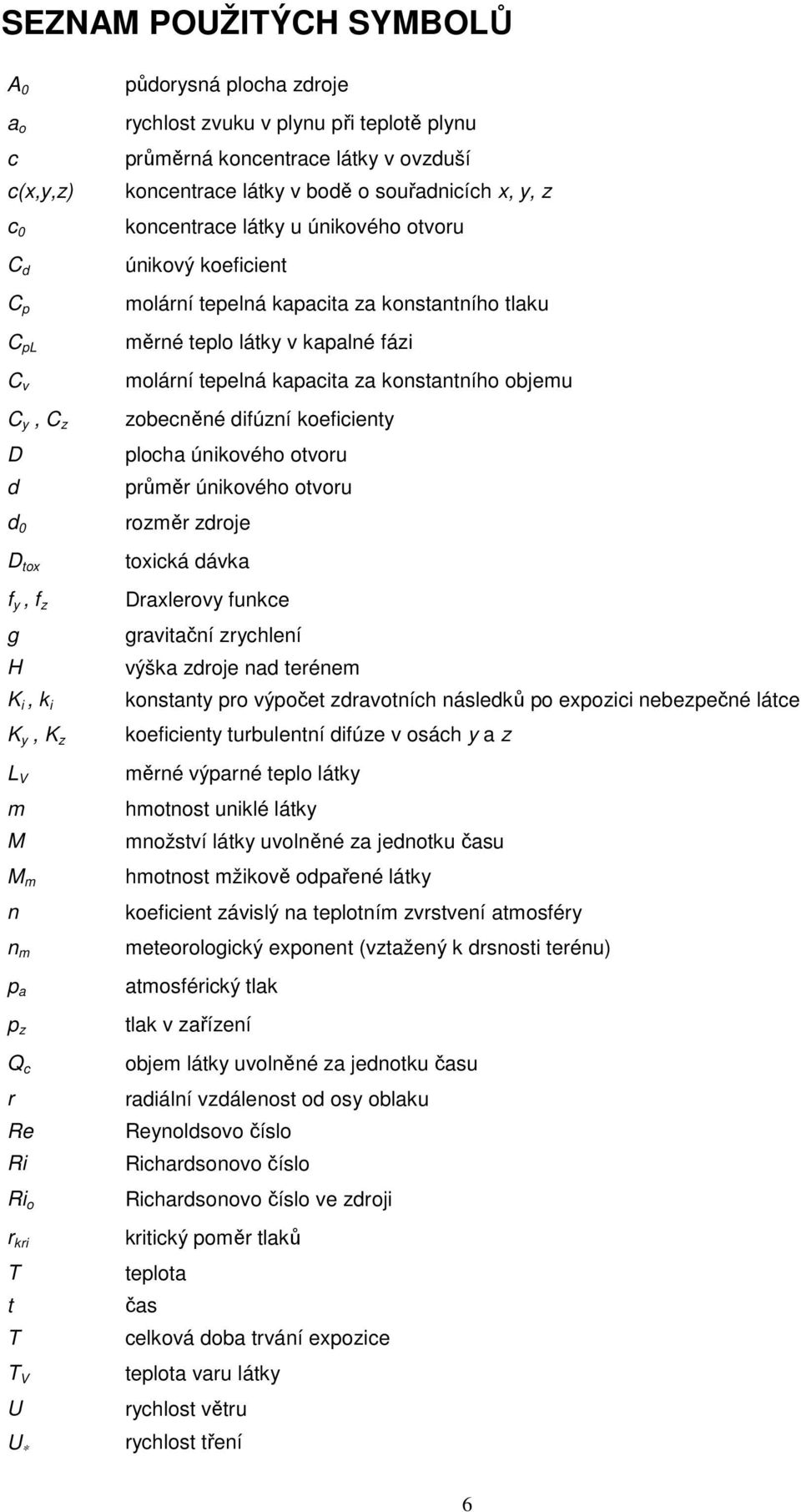 tepelná kapacita za konstantního tlaku měrné teplo látky v kapalné fázi molární tepelná kapacita za konstantního objemu zobecněné difúzní koeficienty plocha únikového otvoru průměr únikového otvoru