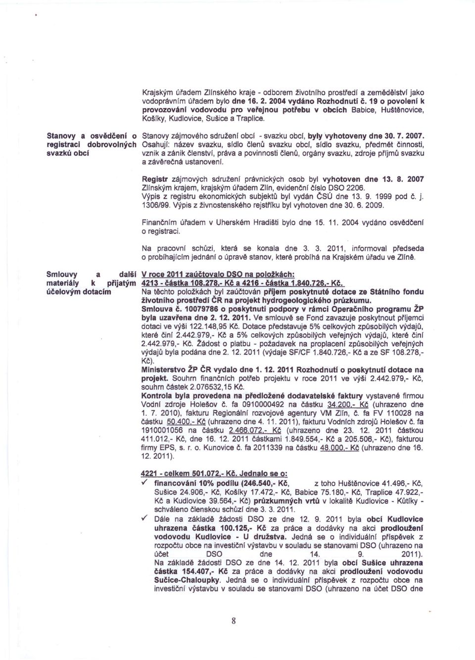 2007. Osahujl: název svazku, sldlo členů svazku obci, sldlo svazku, předmět činnosti, vznik a zánik členstvf, práva a povinnosti členů, orgány svazku, zdroje pfljmů svazku a závěrečná ustanoveni.