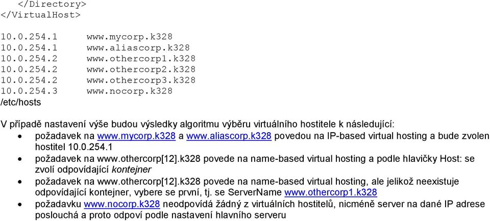 k328 povedou na IP-based virtual hosting a bude zvolen hostitel 10.0.254.1 požadavek na www.othercorp[12].