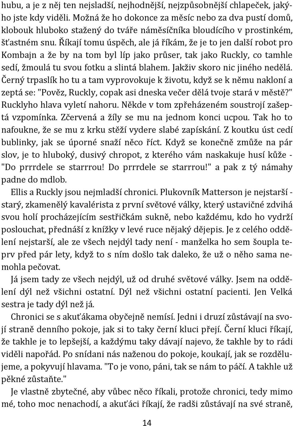 Říkají tomu úspěch, ale já říkám, že je to jen další robot pro Kombajn a že by na tom byl líp jako průser, tak jako Ruckly, co tamhle sedí, žmoulá tu svou fotku a slintá blahem.