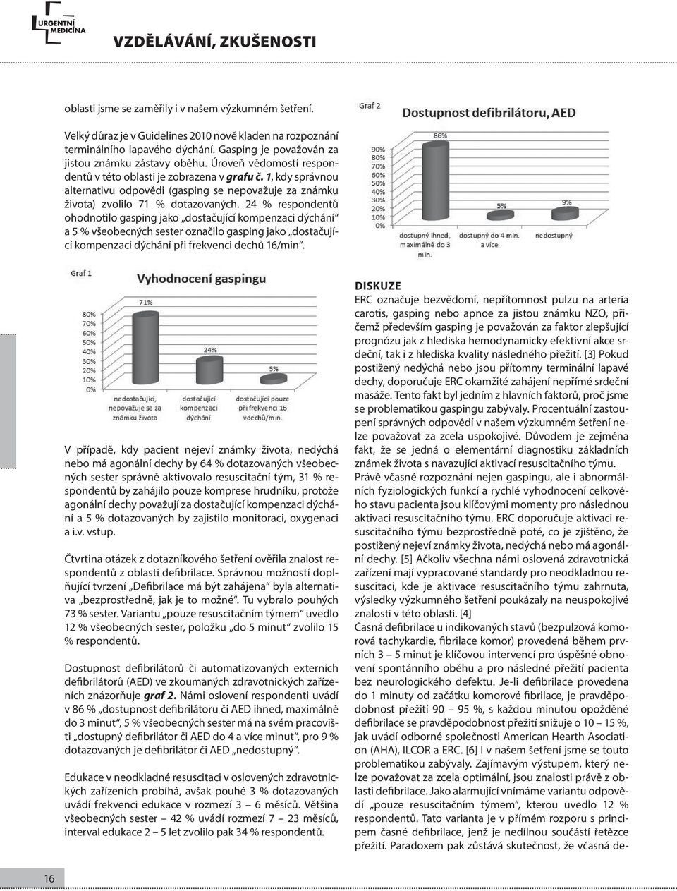 1, kdy správnou alternativu odpovědi (gasping se nepovažuje za známku života) zvolilo 71 % dotazovaných.