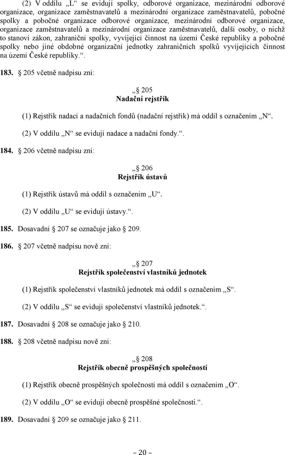 České republiky a pobočné spolky nebo jiné obdobné organizační jednotky zahraničních spolků vyvíjejících činnost na území České republiky.. 183.