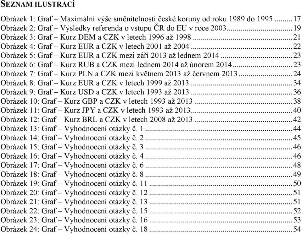 .. 23 Obrázek 6: Graf Kurz RUB a CZK mezi lednem 2014 až únorem 2014... 23 Obrázek 7: Graf Kurz PLN a CZK mezi květnem 2013 až červnem 2013... 24 Obrázek 8: Graf Kurz EUR a CZK v letech 1999 až 2013.