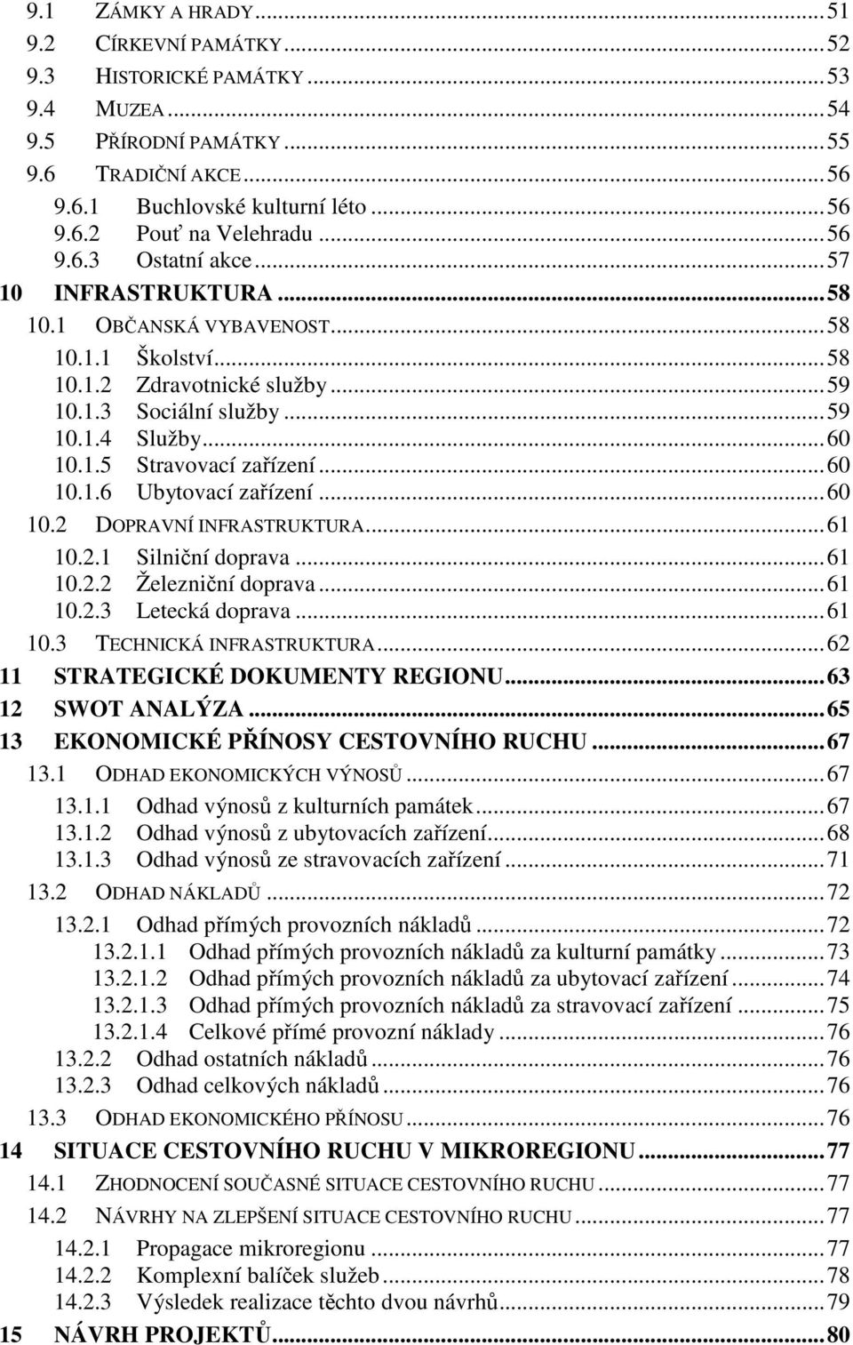 .. 60 10.1.6 Ubytovací zařízení... 60 10.2 DOPRAVNÍ INFRASTRUKTURA... 61 10.2.1 Silniční doprava... 61 10.2.2 Železniční doprava... 61 10.2.3 Letecká doprava... 61 10.3 TECHNICKÁ INFRASTRUKTURA.