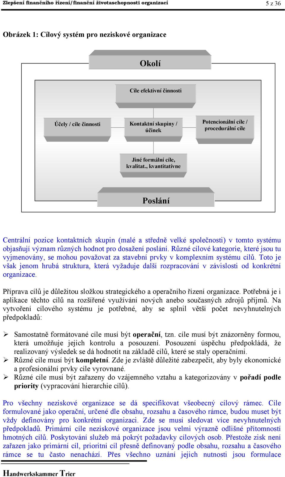 , kvantitatívne Poslání Centrální pozice kontaktních skupin (malé a středně velké společnosti) v tomto systému objasňují význam různých hodnot pro dosažení poslání.