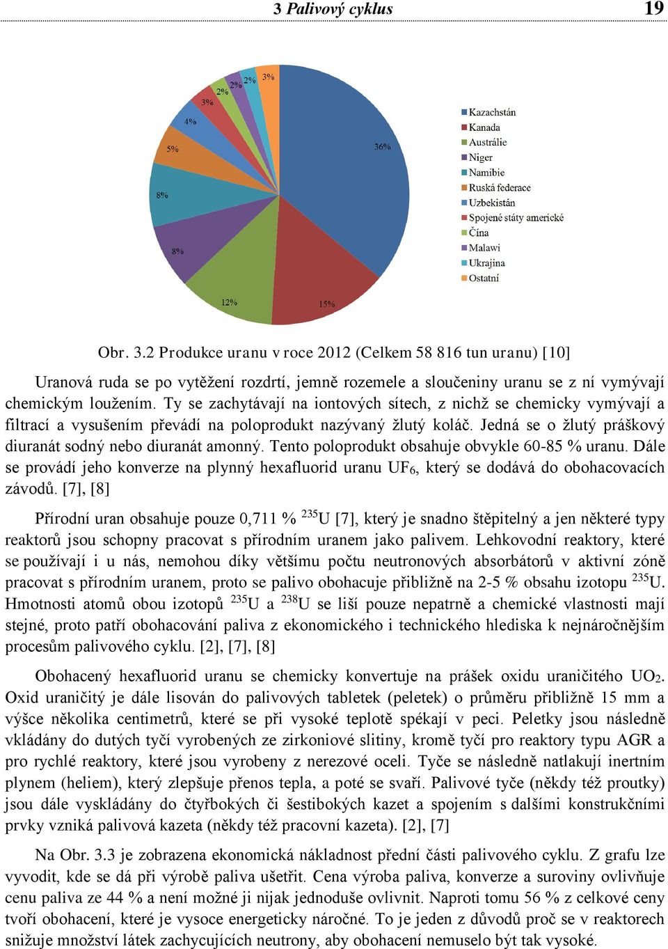 Tento poloprodukt obsahuje obvykle 60-85 % uranu. Dále se provádí jeho konverze na plynný hexafluorid uranu UF6, který se dodává do obohacovacích závodů.