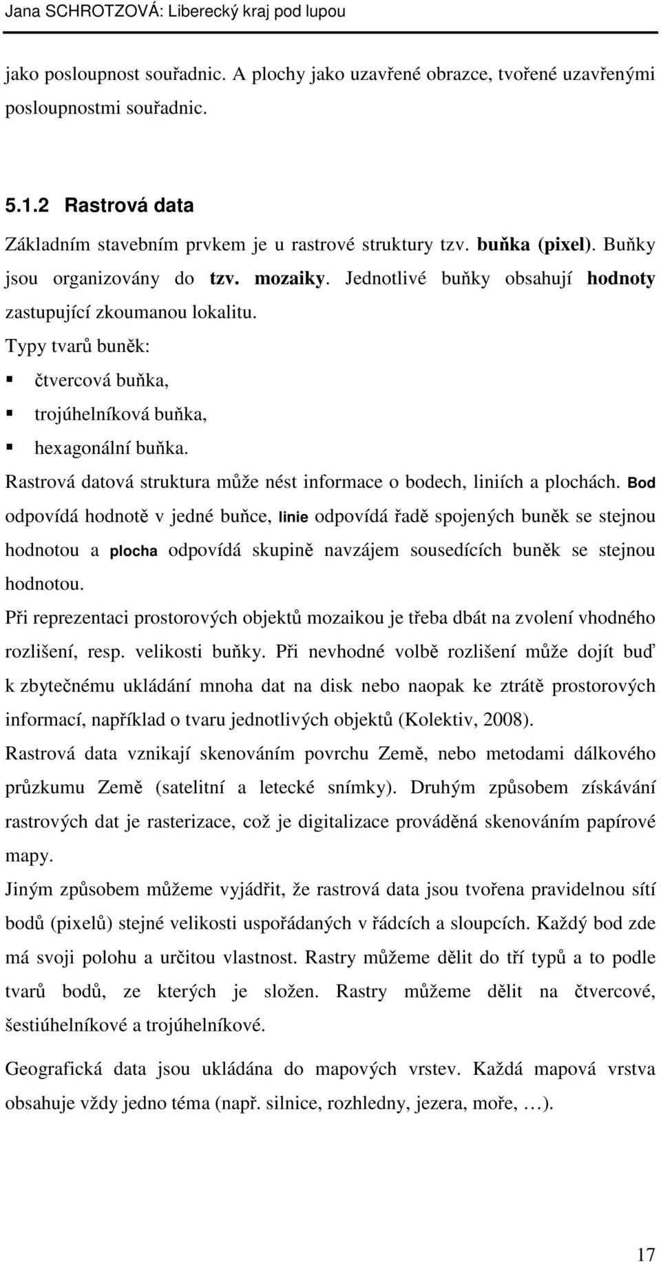 Rastrová datová struktura může nést informace o bodech, liniích a plochách.