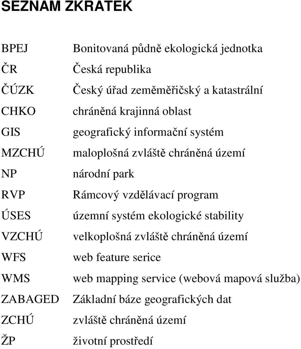 chráněná území národní park Rámcový vzdělávací program územní systém ekologické stability velkoplošná zvláště chráněná území