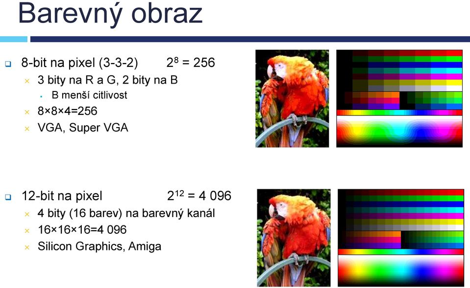 Super VGA 12-bit na pixel 2 12 = 4 096 4 bity (16