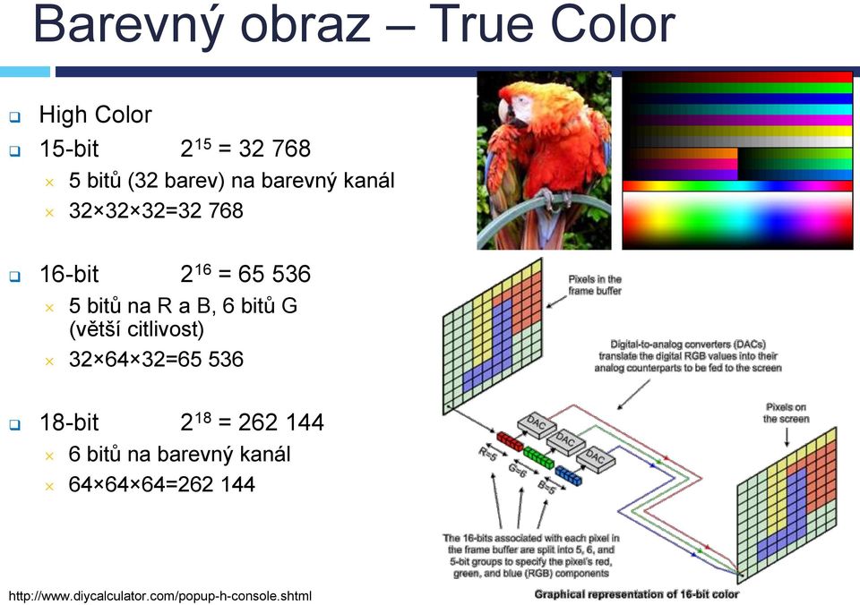 bitů G (větší citlivost) 32 64 32=65 536 18-bit 2 18 = 262 144 6 bitů na