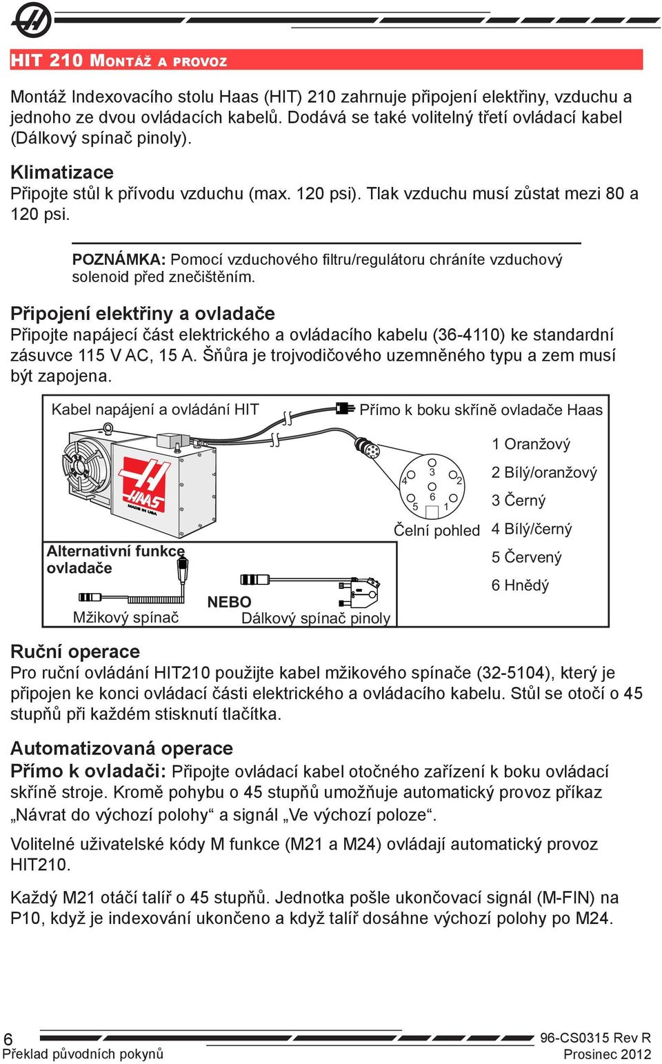 POZNÁMKA: Pomocí vzduchového filtru/regulátoru chráníte vzduchový solenoid před znečištěním.