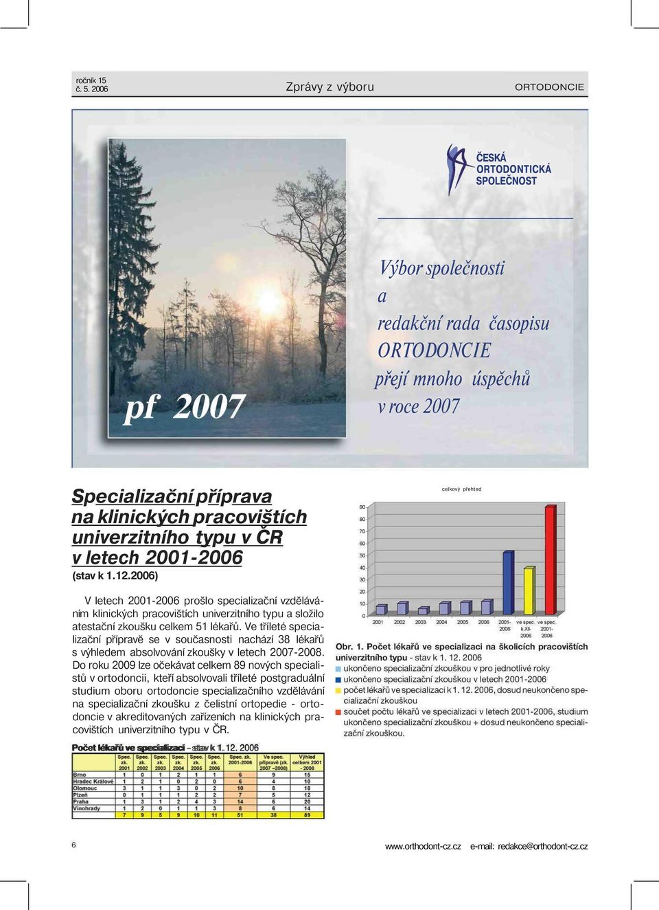 univerzitního typu v CR v letech 2001-2006 (stav k 1.12.