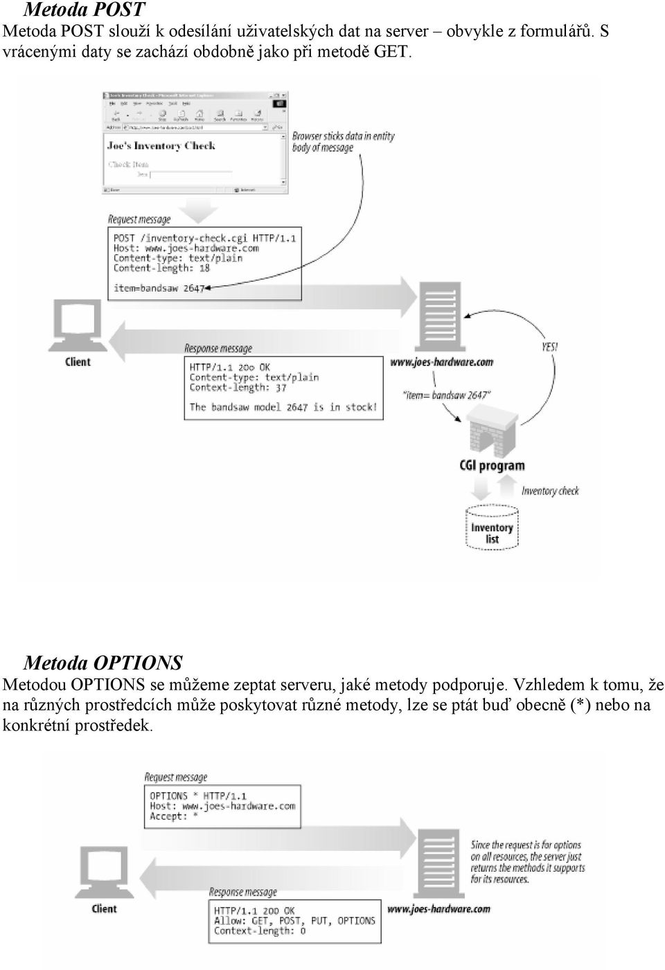 Metoda OPTIONS Metodou OPTIONS se můžeme zeptat serveru, jaké metody podporuje.