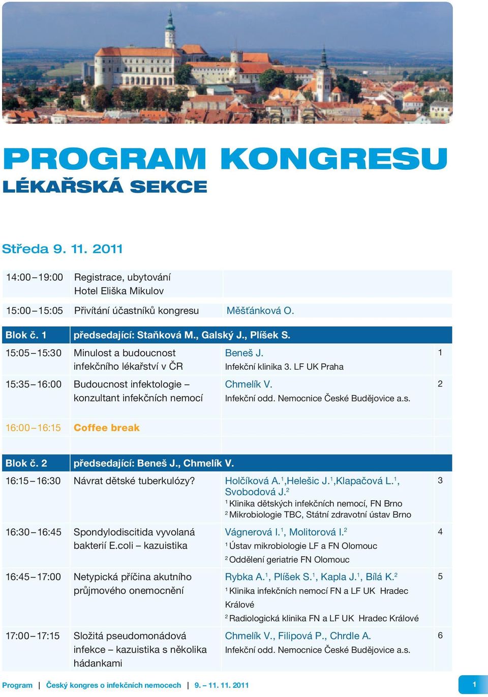 Nemocnice České Budějovice a.s. 6:00 6:5 Coffee break Blok č. předsedající: Beneš J., Chmelík V. 6:5 6:0 Návrat dětské tuberkulózy? Holčíková A.,Helešic J.,Klapačová L., Svobodová J.